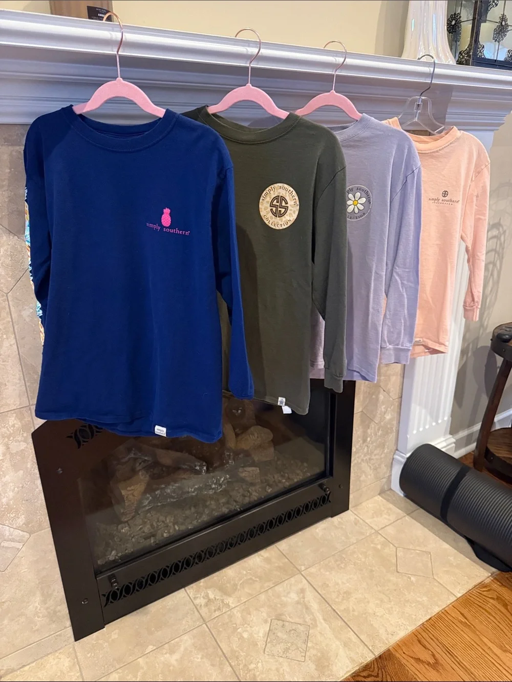 Simply Southern Navy Long-Sleeve Tee with Pink Logo